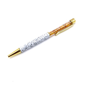 Pen with amber pieces