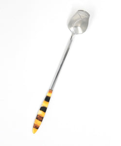 Latte spoon "Rose for you" is decorated with amber mosaic