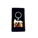 Load image into Gallery viewer, Keychain &quot;Amber House&quot; decorated with amber mosaic
