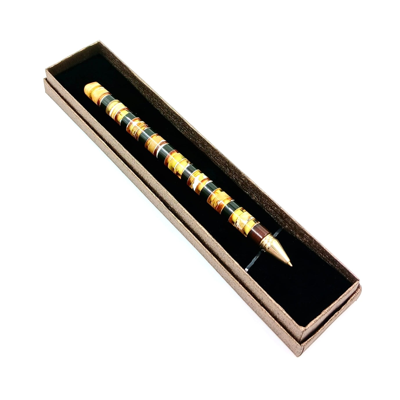 Elegant Baltic amber pen with unique handcrafted design, perfect as a gift.