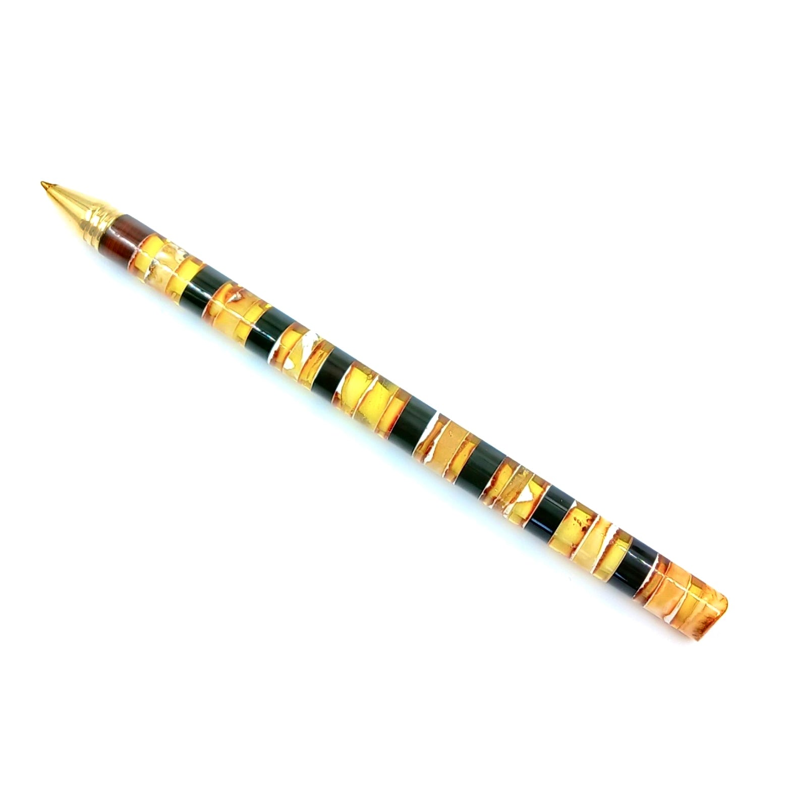 Natural amber pen with elegant design, handcrafted and one-of-a-kind.