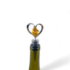 Cork amber heart stainless steel for wine bottle closed