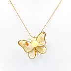 Butterfly pendant with stainless steel chain - unique artisan jewelry