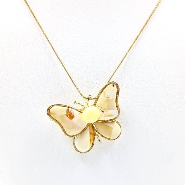 Butterfly pendant with stainless steel chain - unique artisan jewelry