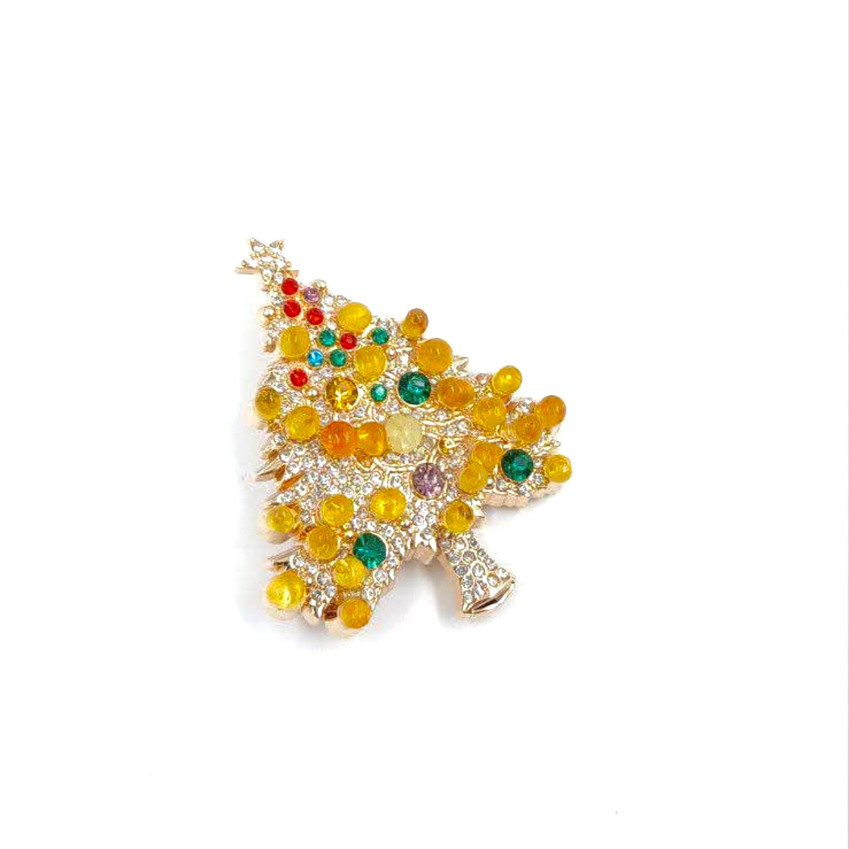Christmas Tree Brooch with Amber