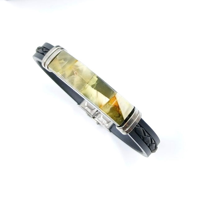 Modern bracelet combining silicone and leather materials