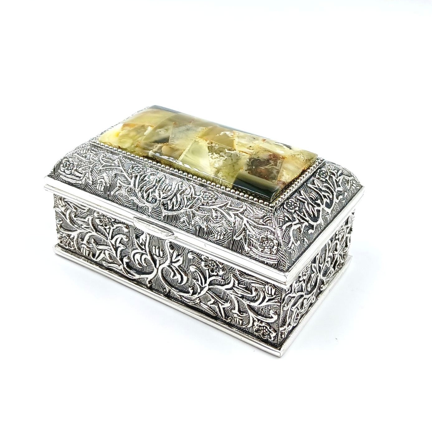 Decorative Jewelry Box with Green Amber Moaic