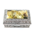 Elegant green Baltic amber jewelry case, handmade