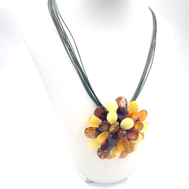 Baltic Amber Flower Necklace with Clasp