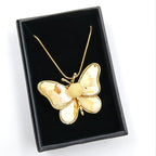 Handmade White Baltic amber butterfly brooch - premium Lithuanian craftsmanship