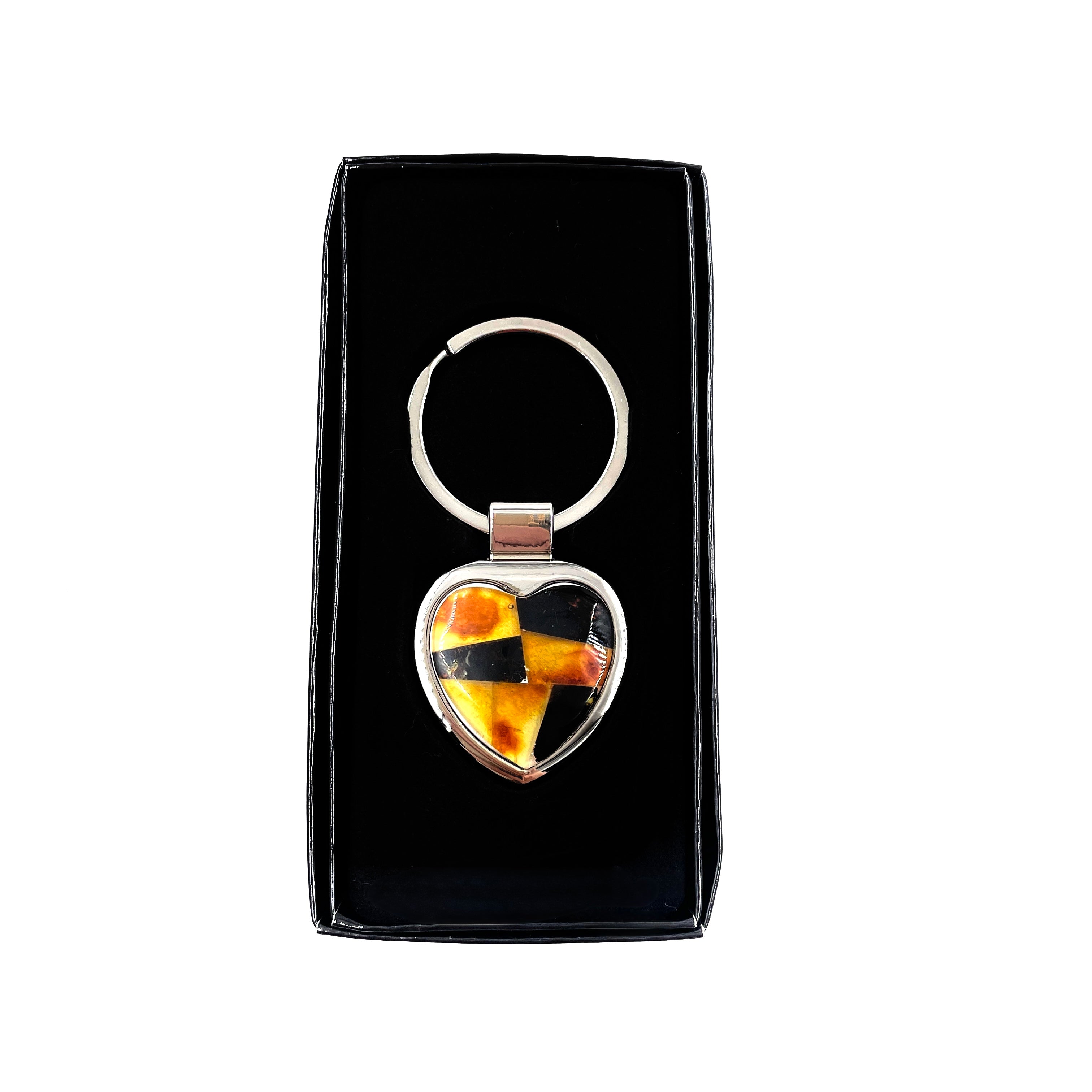 Heart-Shaped Keychain with Amber