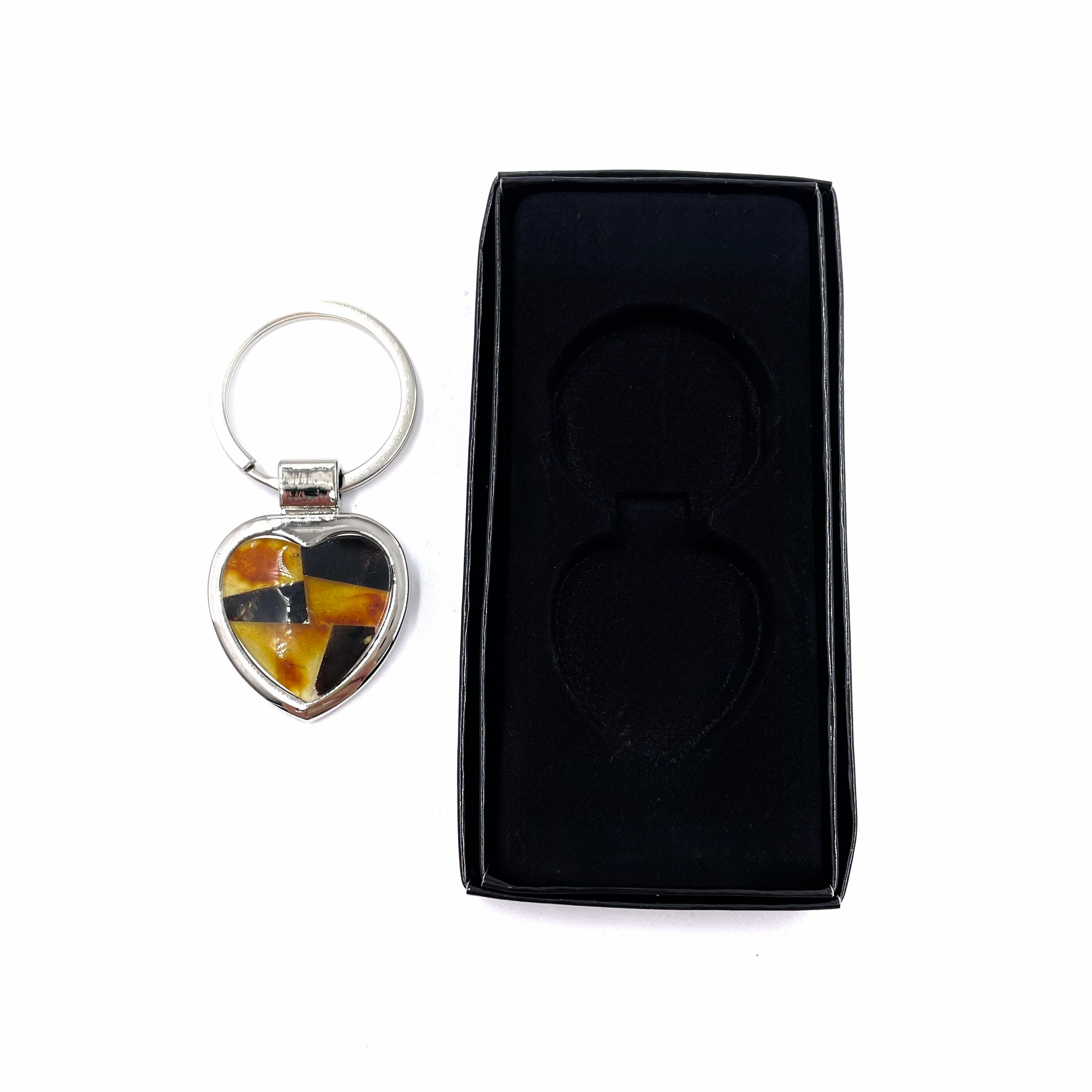 Heart-Shaped Keychain with Multicolored Design