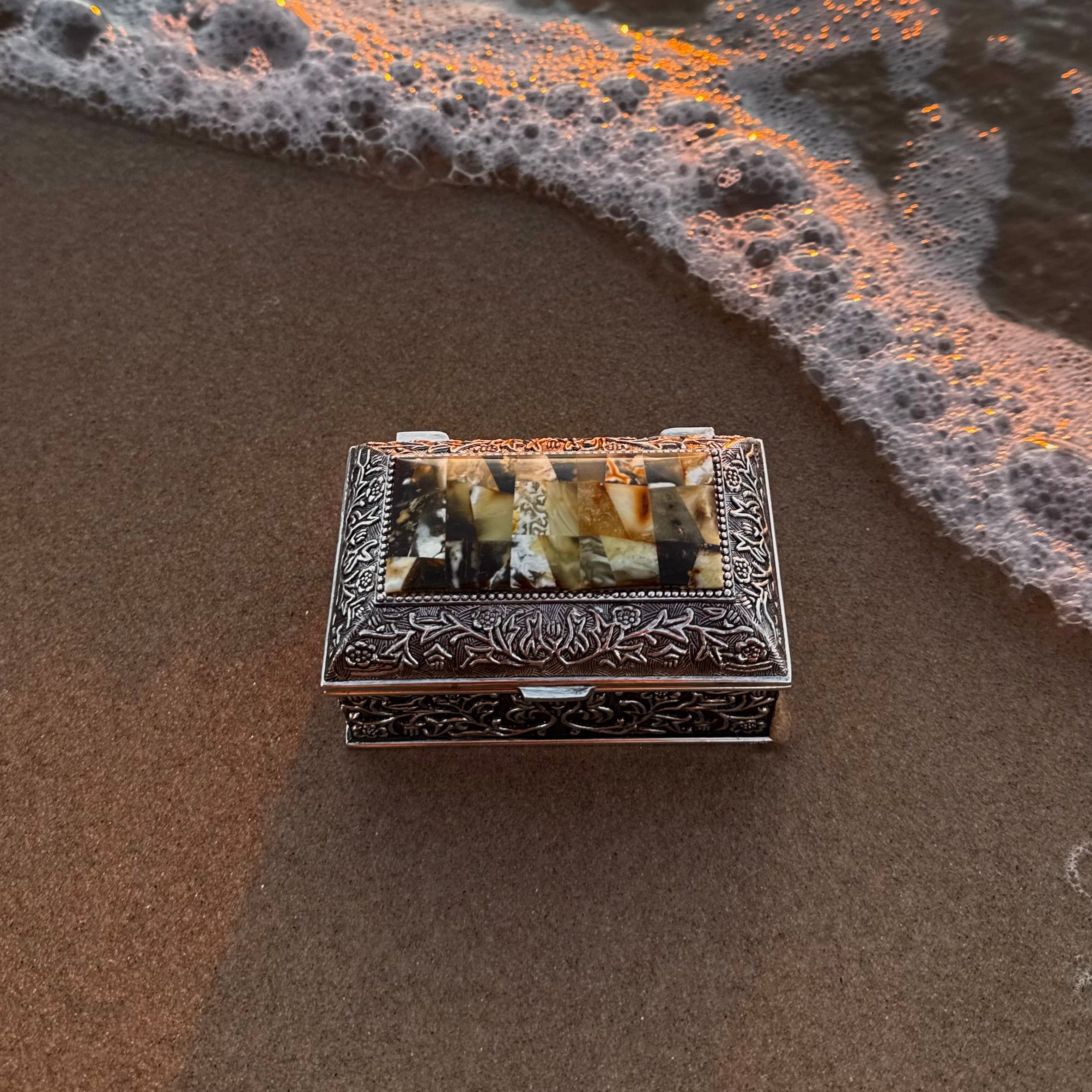 Luxury Green Amber Stone Box