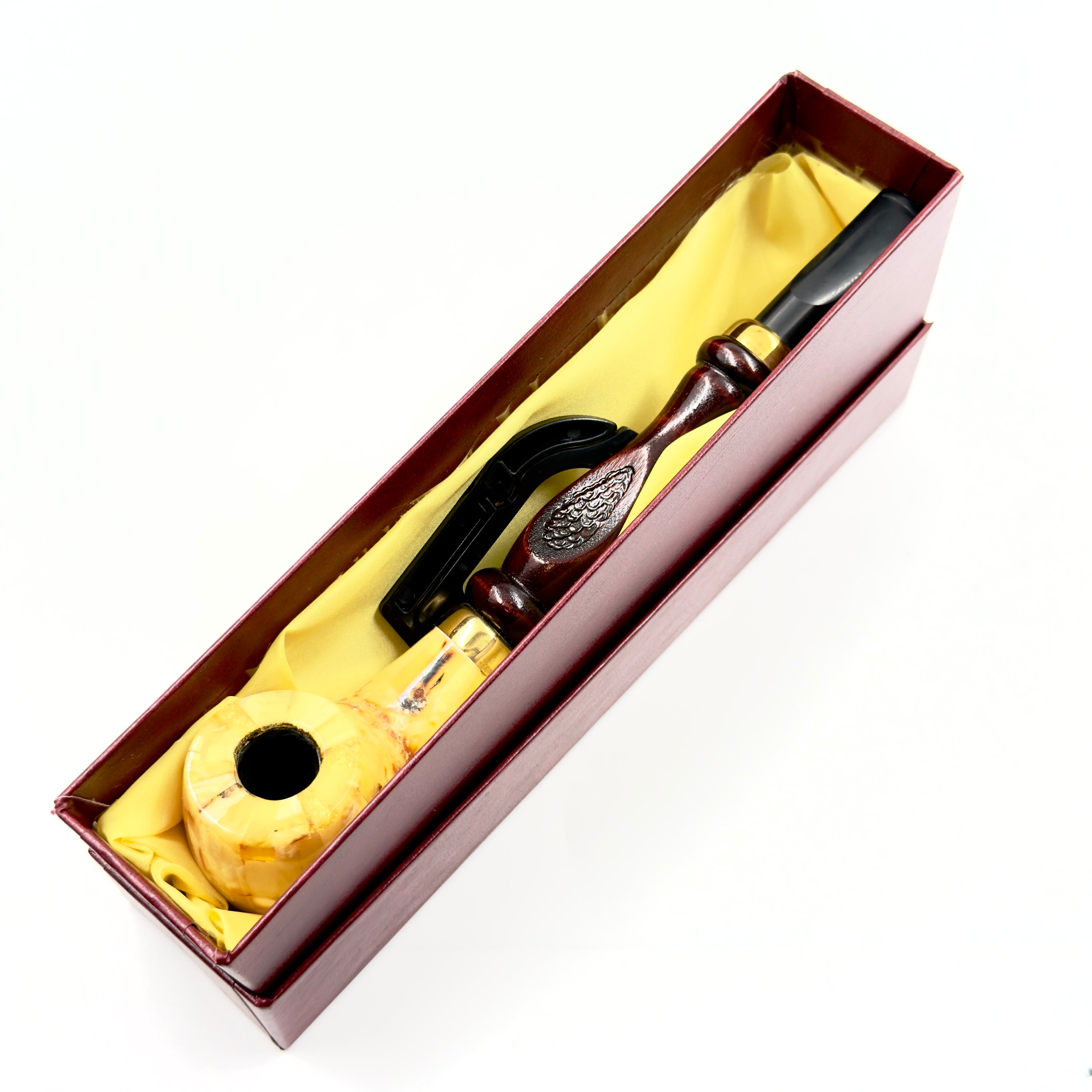 Natural Amber Wooden Pipe – Handcrafted Miniature Smoking Accessory For Collectors