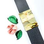 Premium leather amber bracelet - artisan jewelry from Lithuania with stainless steel details