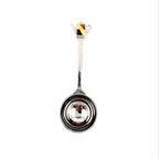 Spoon for coffe decorared with amber mixed mozaica pot