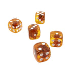 Unique gaming dice decorated with Baltic amber