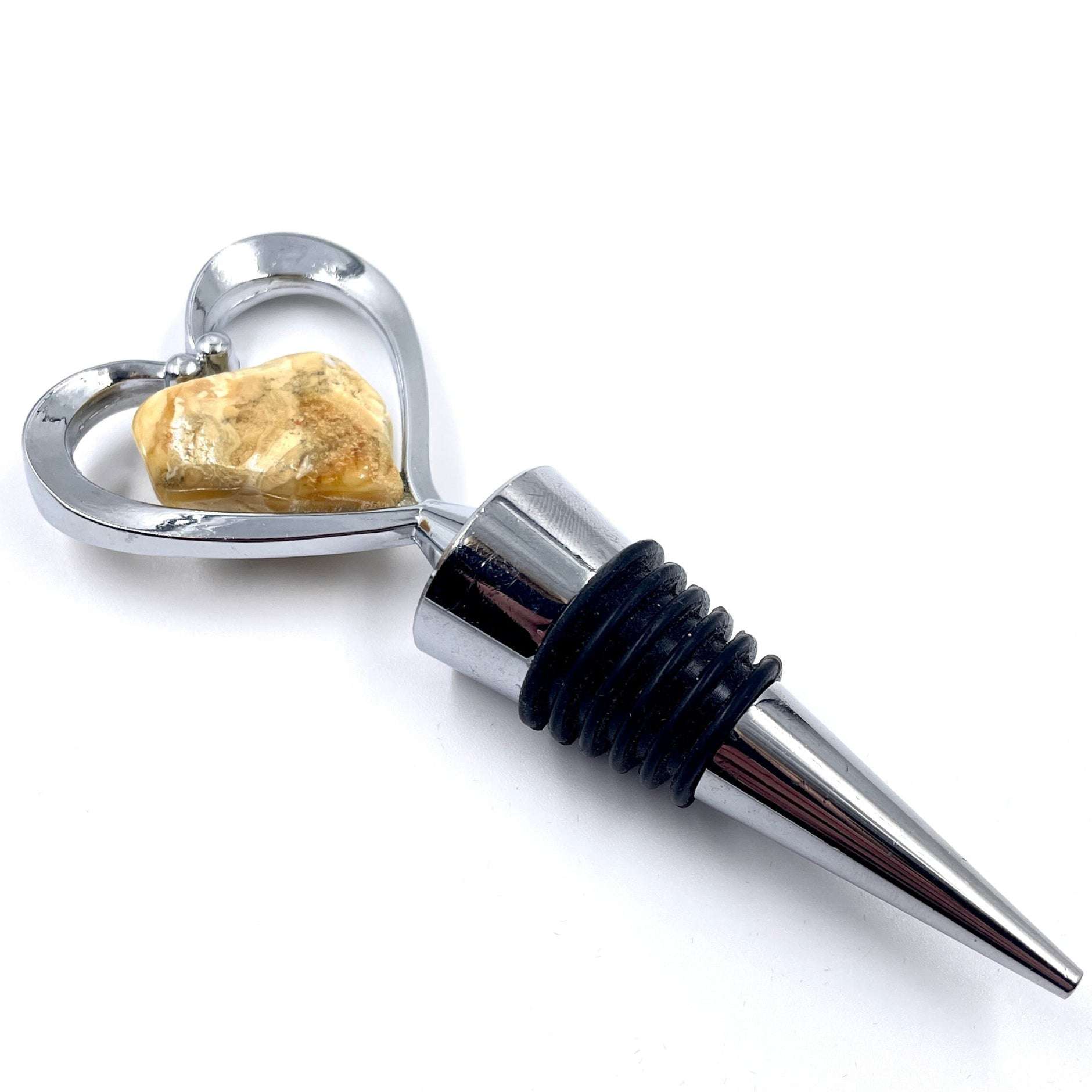 heart cork for wine amber white old natural stainless steel material