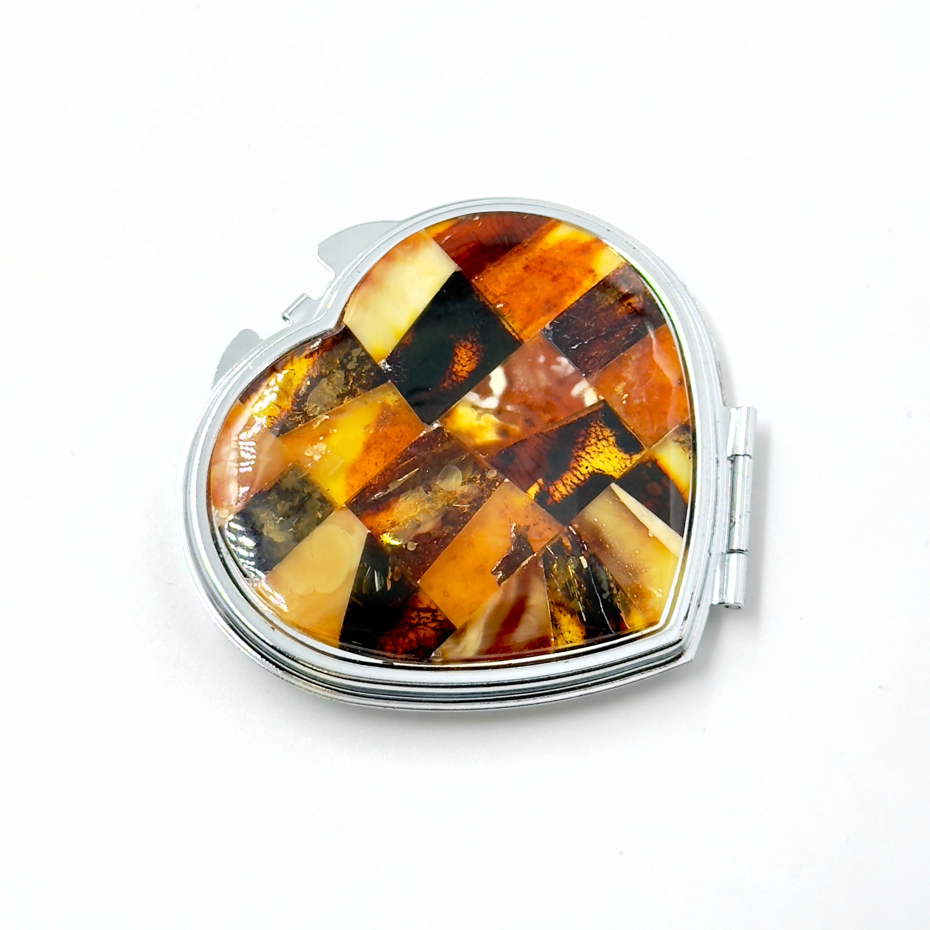 Heart Shaped Mirror With Amber Mosaic