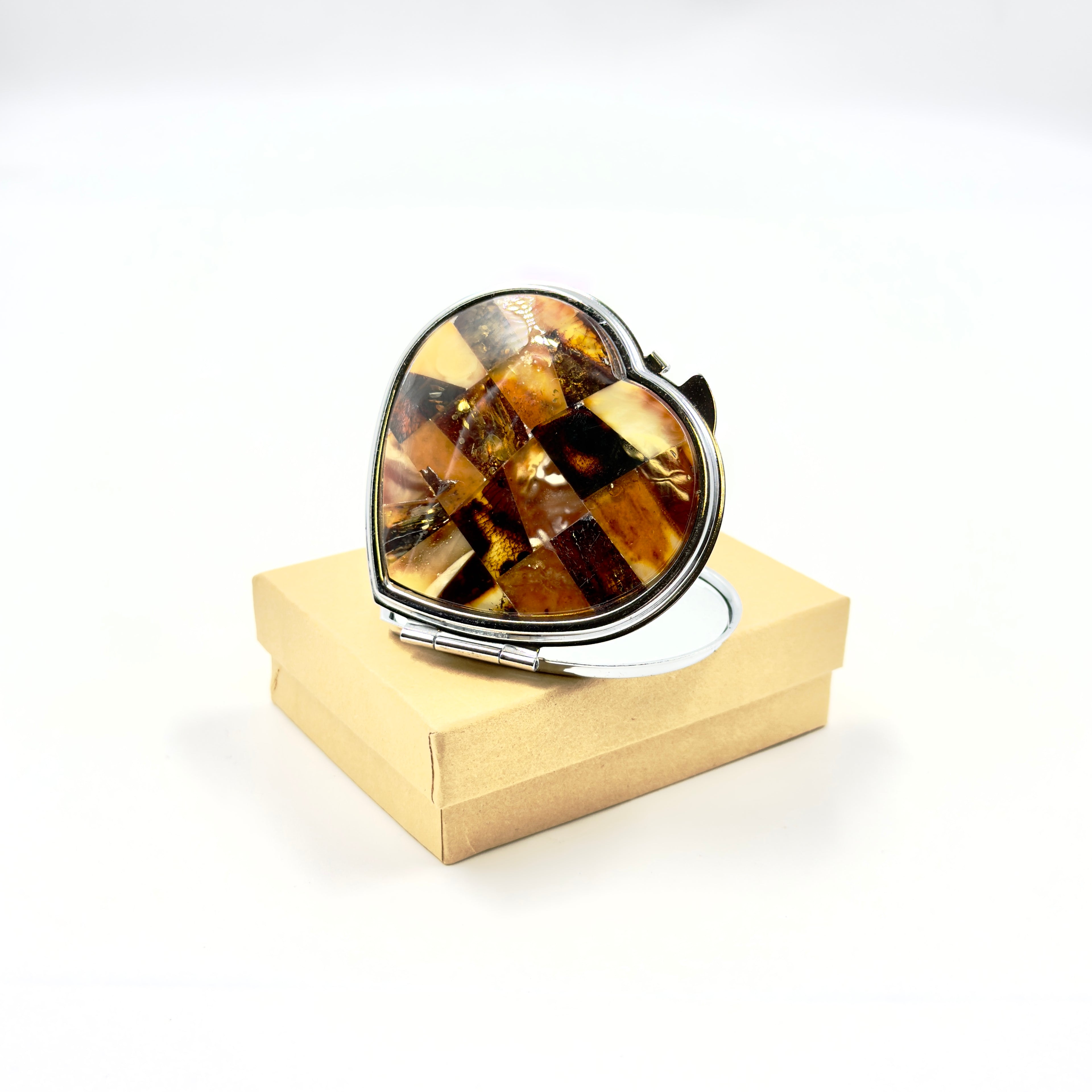 Amber Glow Heart Mirror