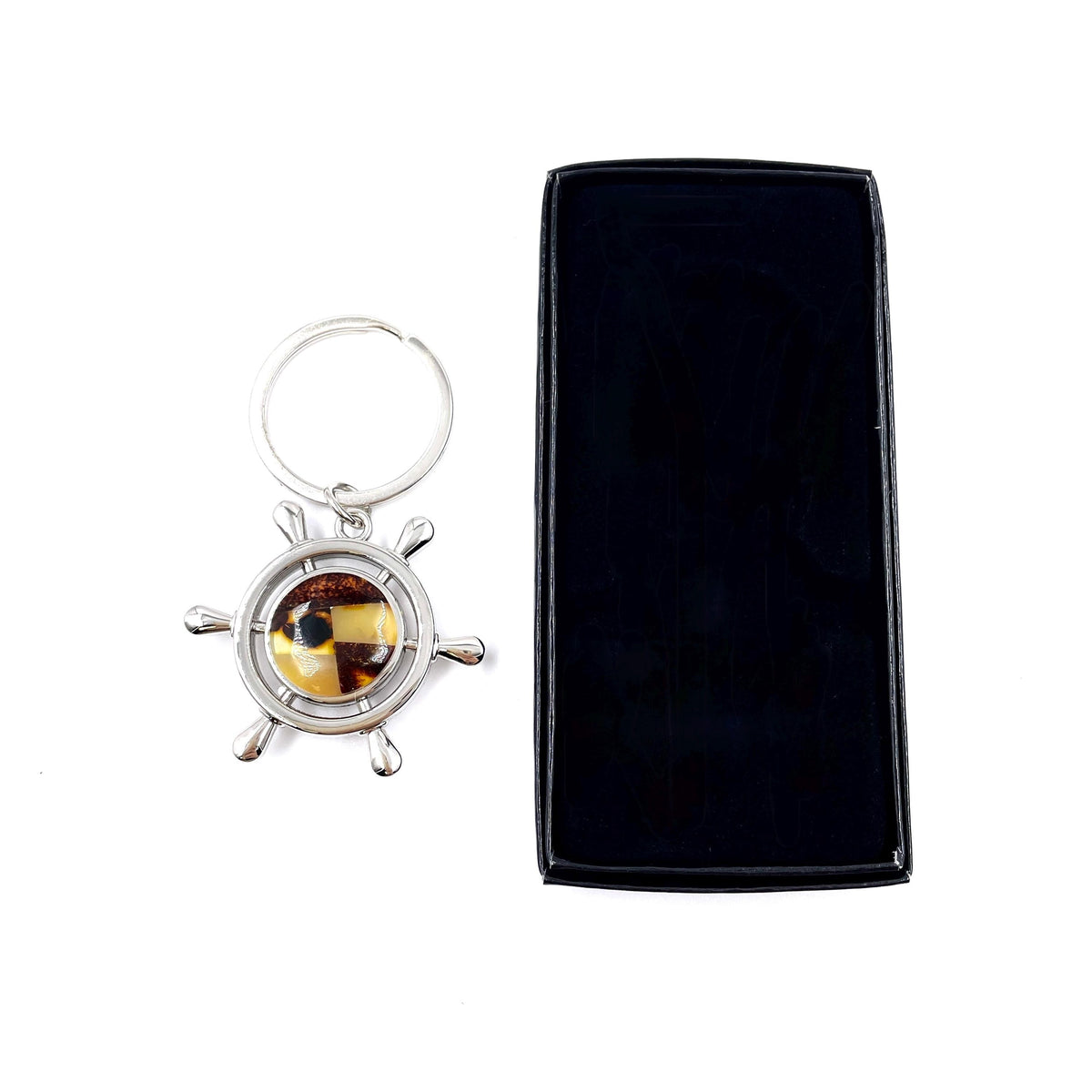 Elegant Ship Wheel Personalised Keyring