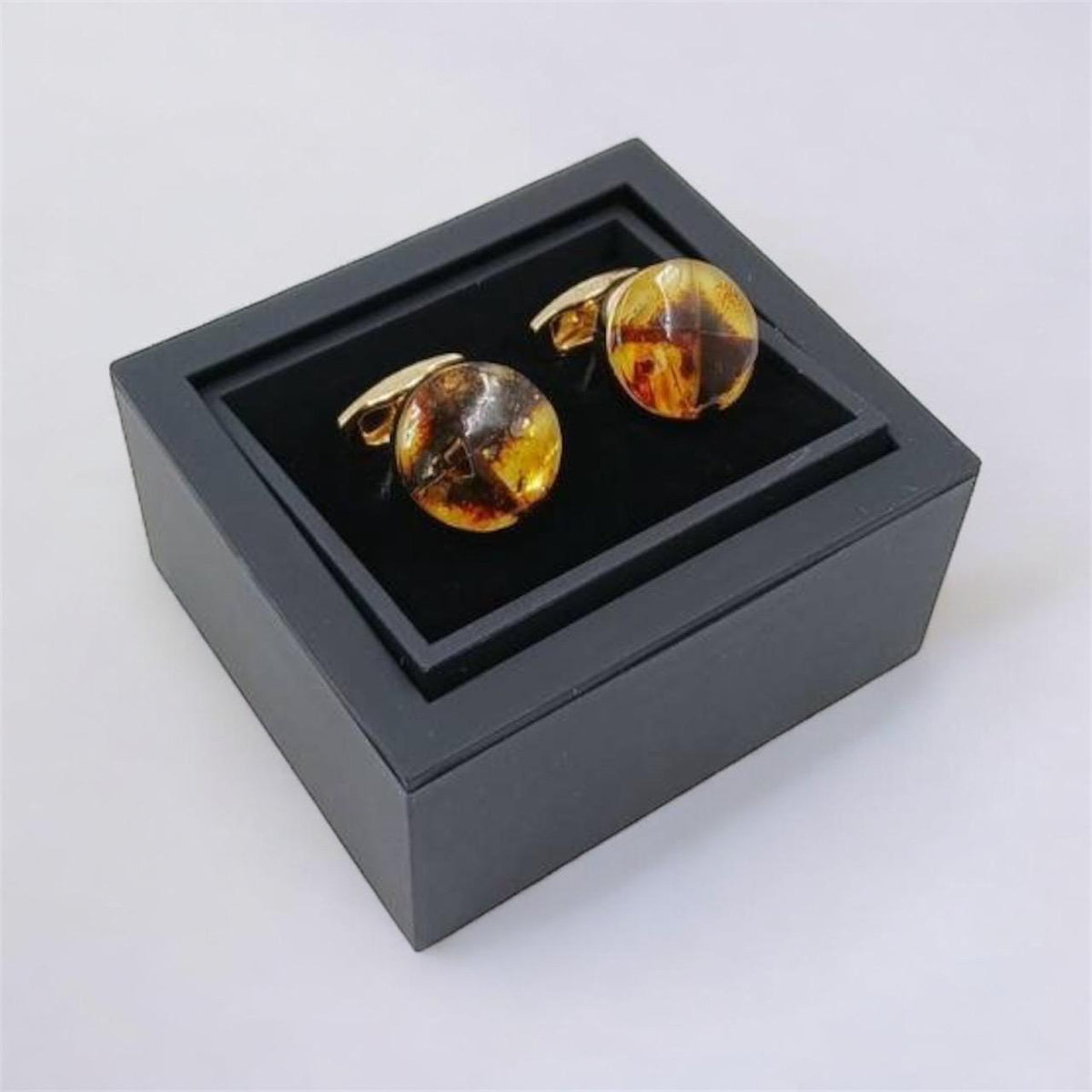 Round Amber Cufflinks