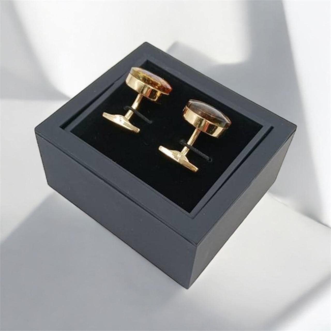 Round Amber Cufflinks