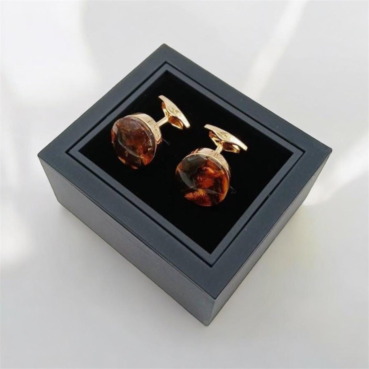 Round Amber Cufflinks