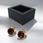 Round Amber Cufflinks