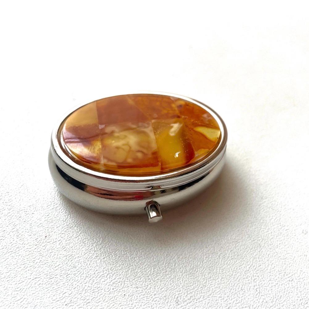 Oval Amber Pill Box