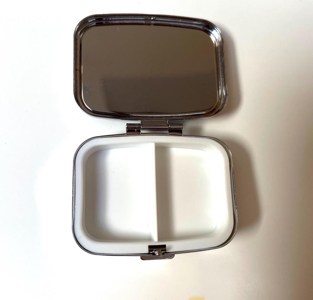 Unique Baltic amber pill box handmade stainless steel gift