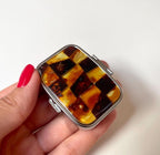 Handcrafted amber medicine box mosaic Baltic amber pill case