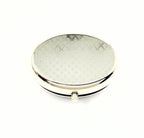 Mosaic Baltic amber pillbox for medicine storage, compact oval design