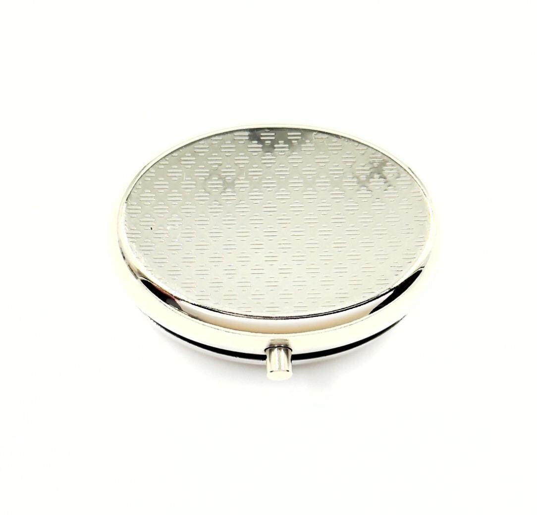 Mosaic Baltic amber pillbox for medicine storage, compact oval design
