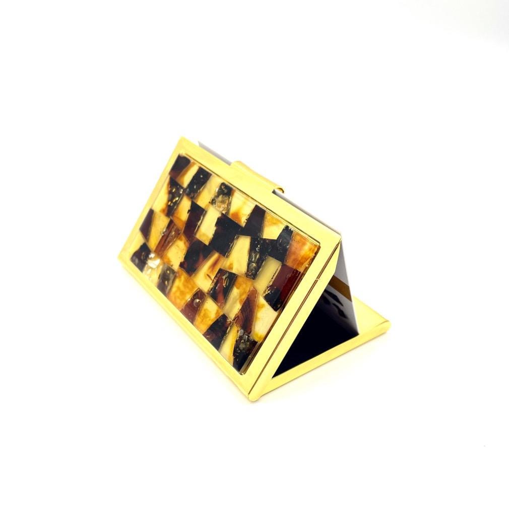 Elegant amber card holder for business cards, crafted from genuine Baltic amber