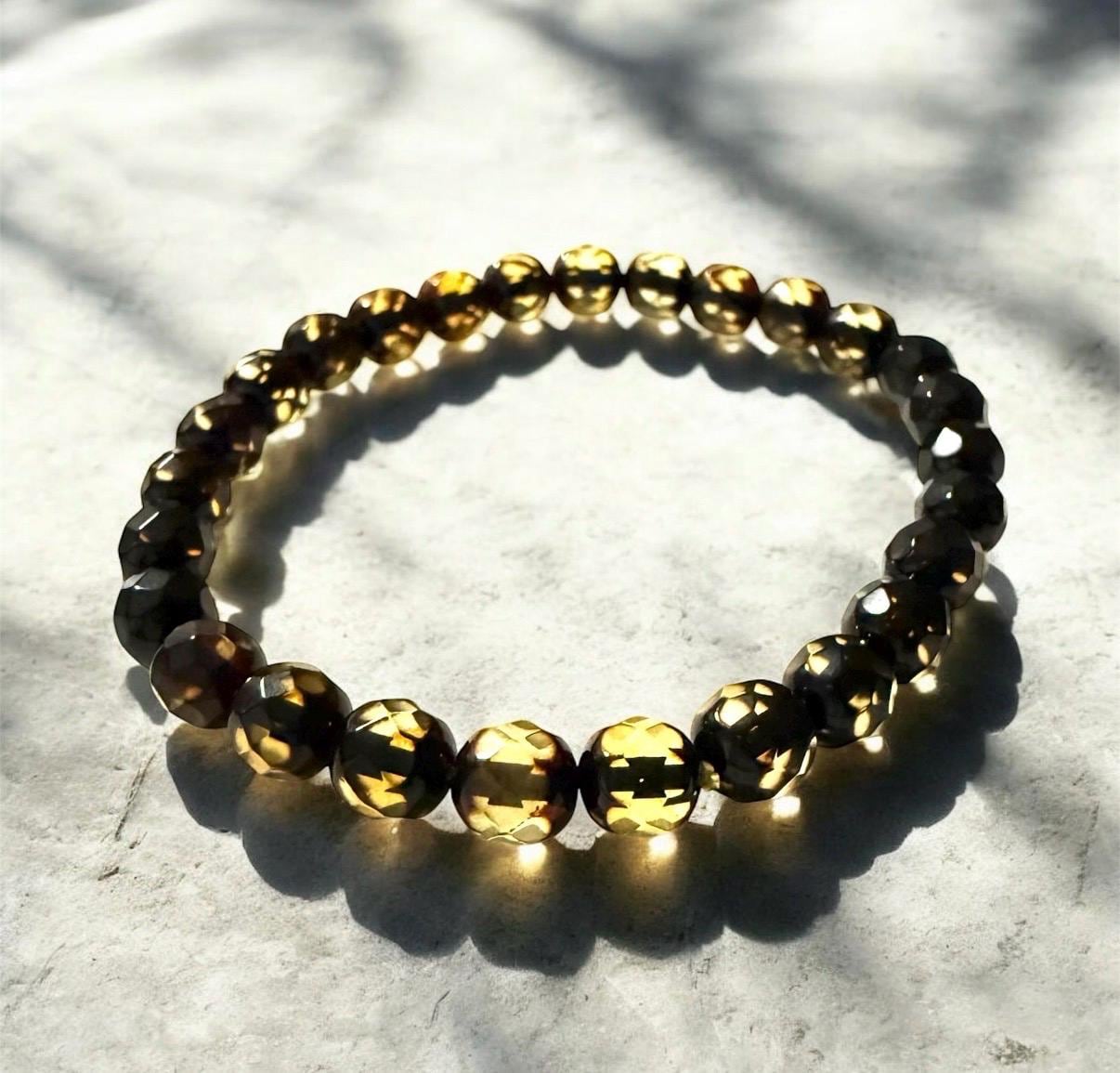Faceted Green Amber Bracelet