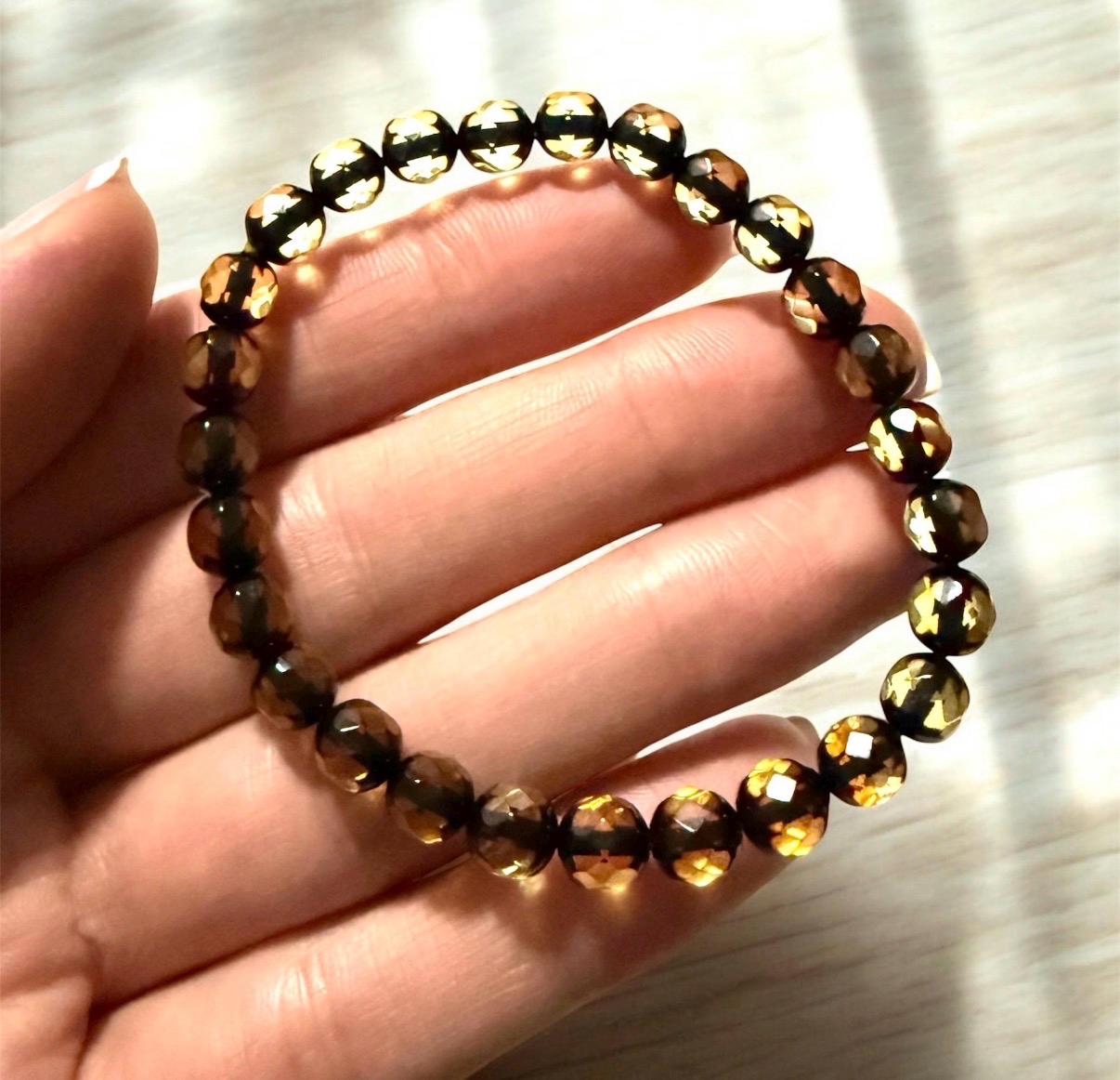 Faceted Green Amber Bracelet