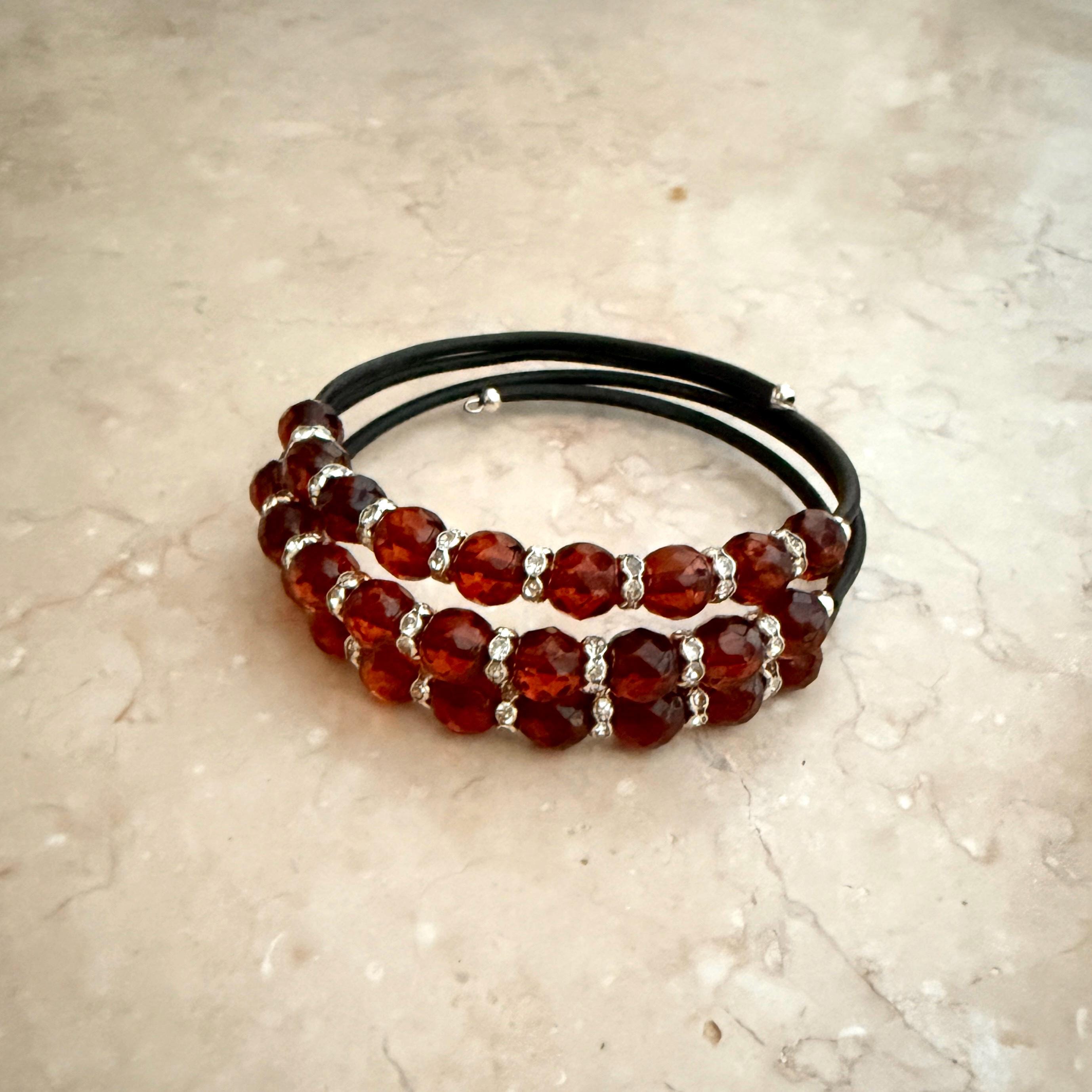 Faceted Amber Bracelet 3 in 1