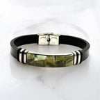 Leather Bracelet with Green Amber