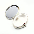 Silver Oval Travel Pill Box With Amber Mosaic