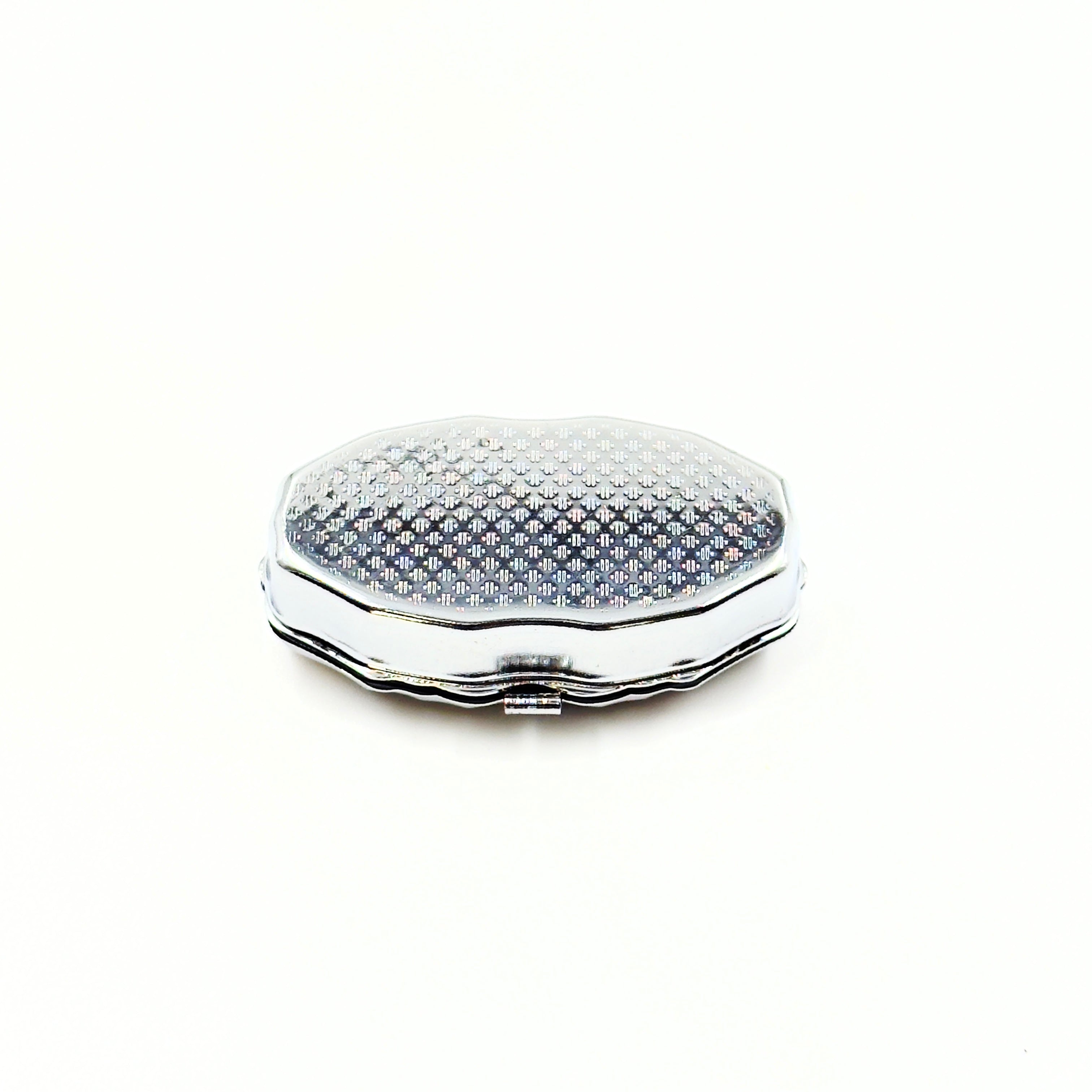 Silver Pill Box With Amber Mosaic