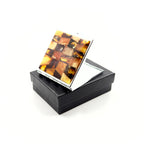 Square Baltic amber mosaic mirror unique handcrafted design