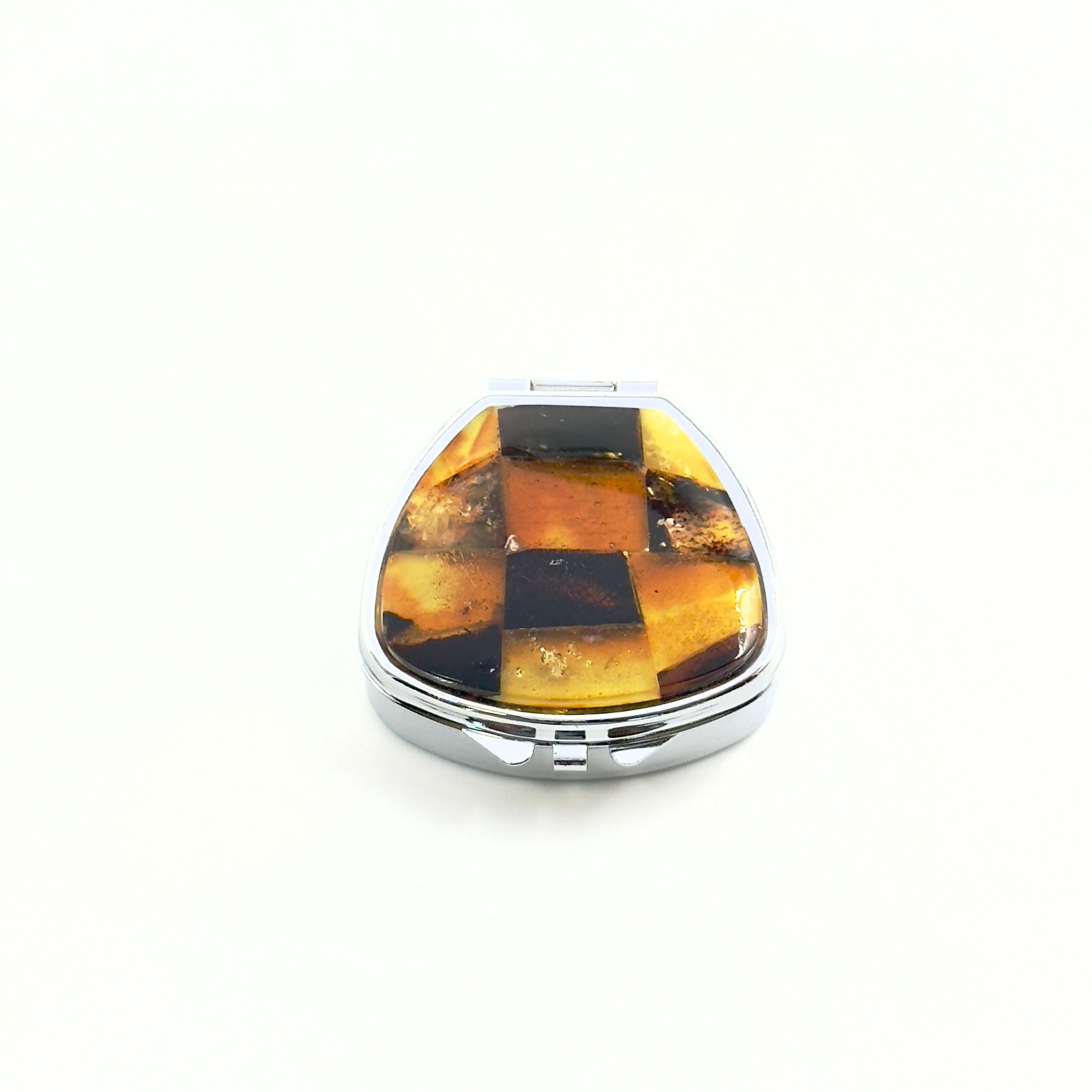 Travel Pill Box With Amber Mosaic