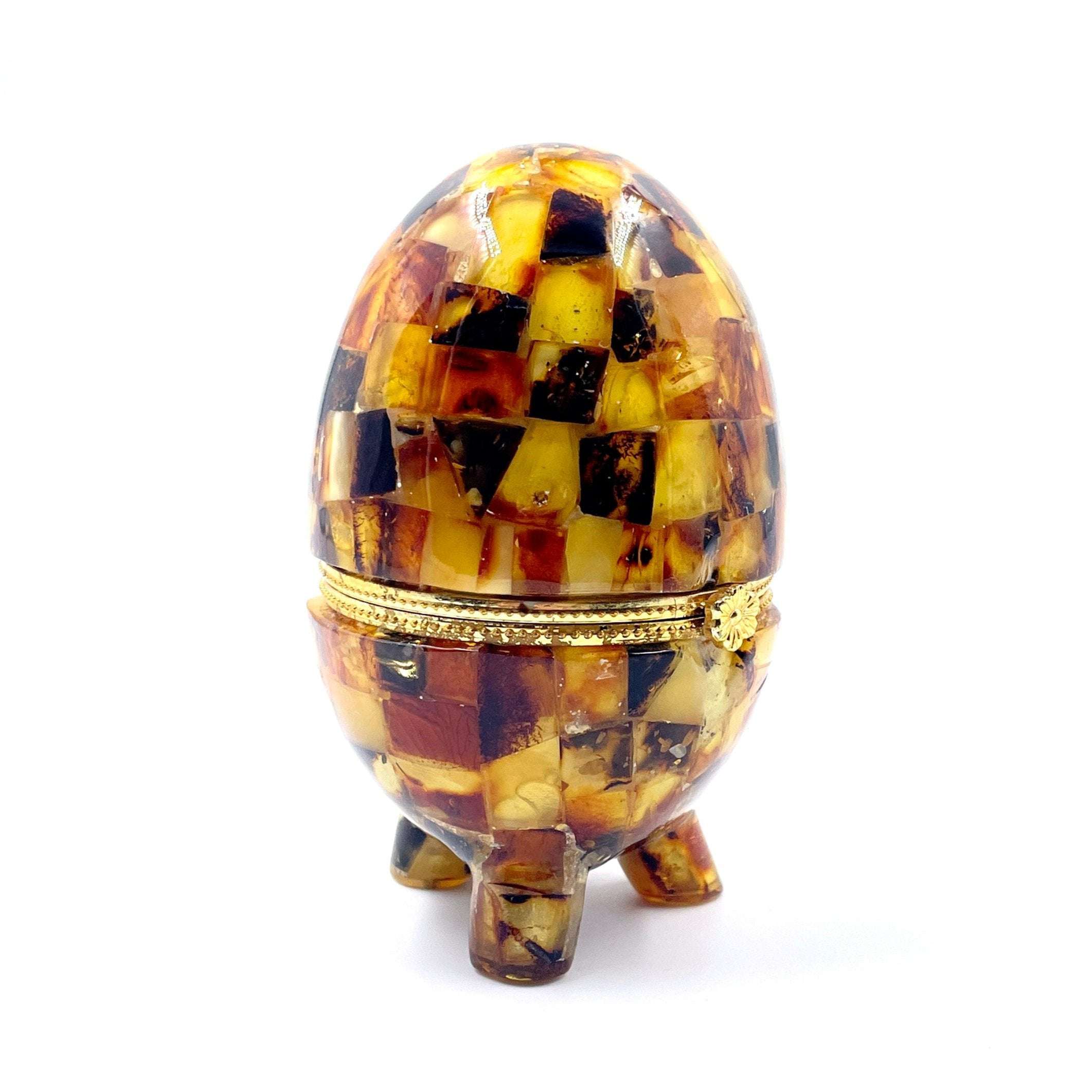 Handcrafted Amber Decorative Jewelry Egg Box | Ambermozaika